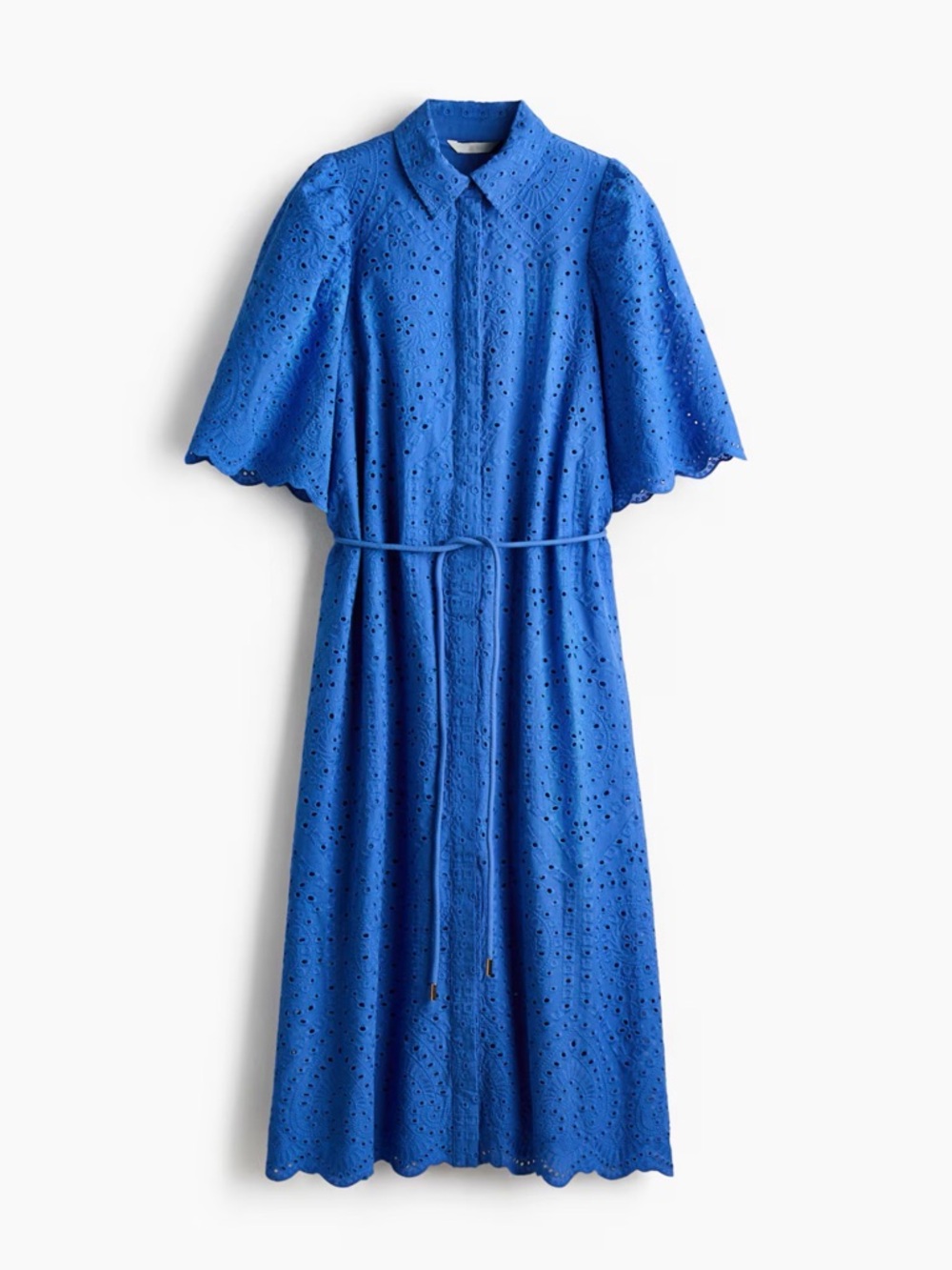 NWT H&M Eyelet Cotton Shirt Dress | XS | Blue